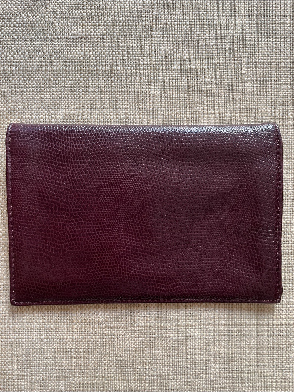 [DVF] Burgundy Lizard-Embossed Leather Envelope Clutch - Picture 6 of 6